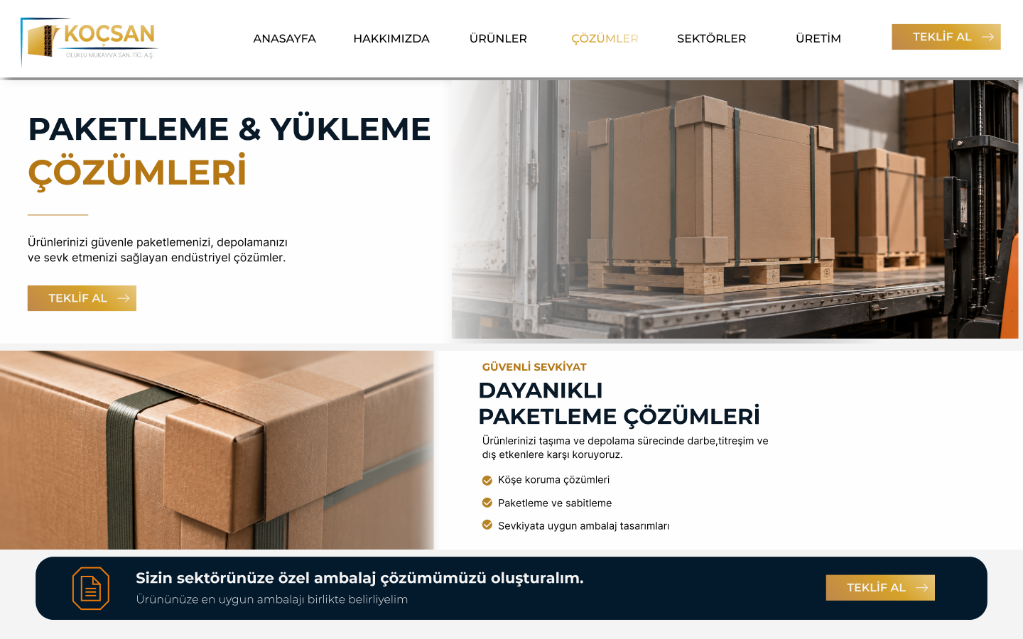 KOCSAN — Paketleme & Yükleme tasarımı